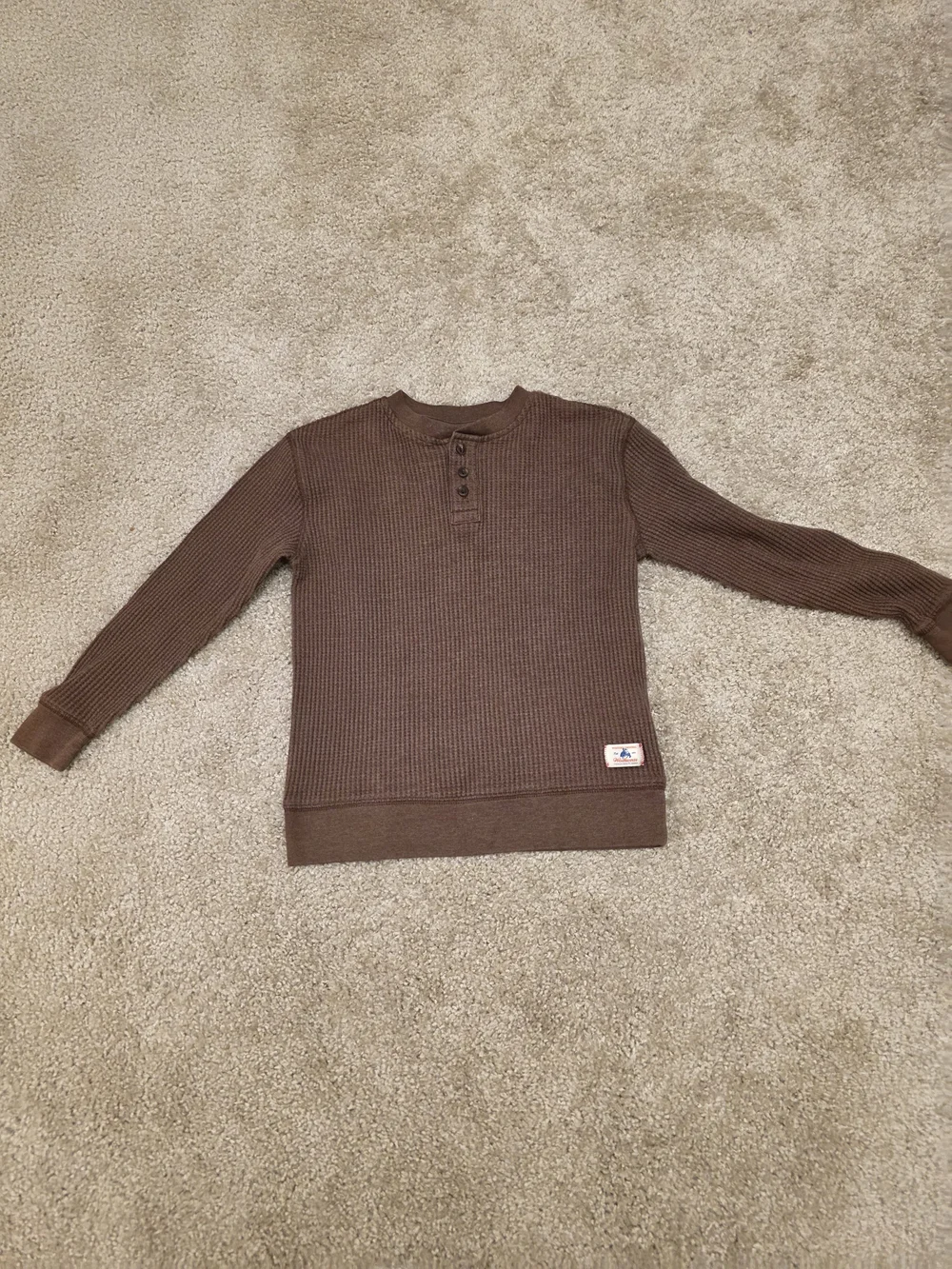 Old Navy Boys Brown Waffle Knit Henley Thermal - Sz M(8)